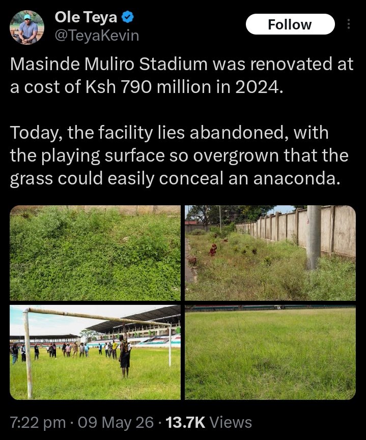 This is what will happen to all those silly stadia Ruto is spending 900m on all over