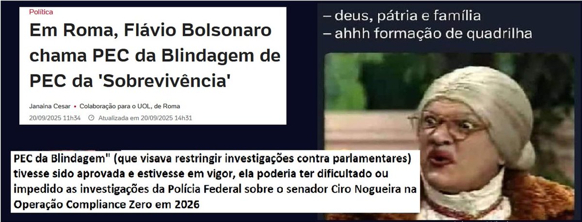 Jazidia1's tweet photo. @lindberghfarias Sabia foi a população quando rechaçou a PEC DA BLINDAGEM, que se tivesse sido aprovada, livraria parlamentares e donos de partidos políticos de investigações. Como agora no caso de Ciro Nogueira no caso MASTER https://t.co/StvmuxpLXn
