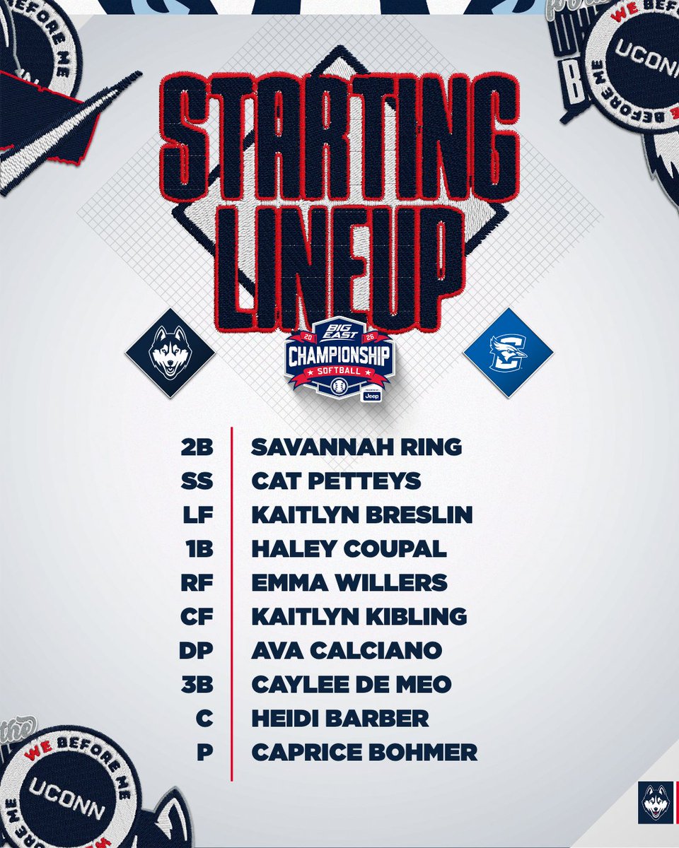 UConnSoftball's tweet photo. The championship game starters⬇️

📺 https://t.co/e1FG9qmyV4
📊 https://t.co/zPVUDP98JI https://t.co/4hLrGSKxuq