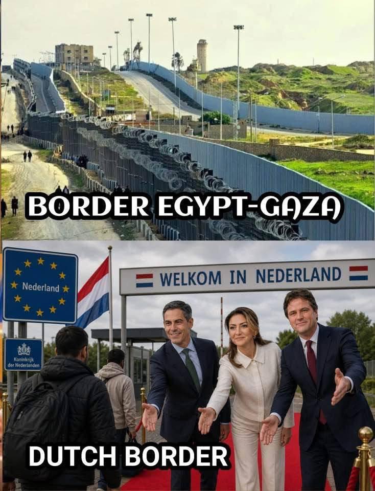 Foto boven:
Egypte: Een land dat weet hoe gevaarlijk “palestijnen” zijn.

Foto onder:
Nederland: Een land dat denkt te weten hoe ongevaarlijk “palestijnen” zijn.