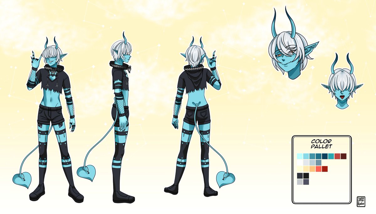 VTuberNaddren's tweet photo. Me revised reference sheet done by the lovely @Sweetlittleneko. Thank you so much for all the work you did. https://t.co/D8hWuKkYRz