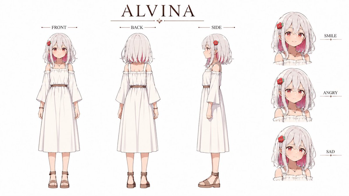 Alvina Anime Character Reference Sheet