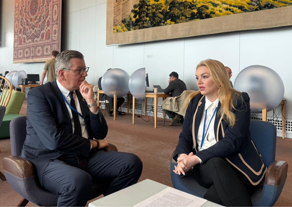 IOMSerbia's tweet photo. On the margins of #IMRF2026 our @IOM_ROVienna Director @ArthurErken met with the Commissioner for Refugees and Migration of the Republic of Serbia Nataลกa Stanisavljeviฤ. IOM remains committed to supporting ๐ท๐ธ in building safer and more effective #migrationmanagement system. https://t.co/rd7HJTNk3Q
