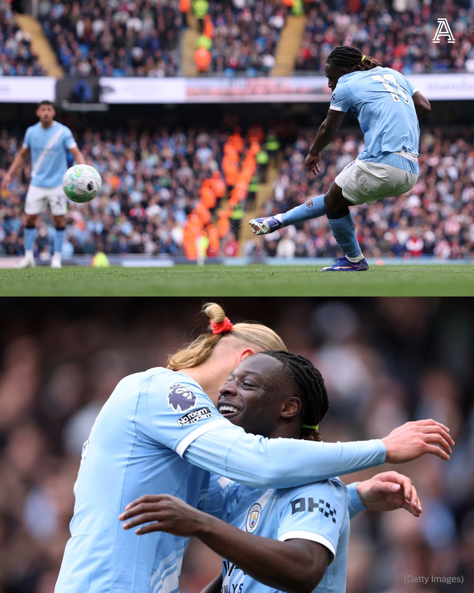 TheAthleticFC's tweet photo. Jeremy Doku rescued a point for Manchester City against Everton with a wonderful solo goal.

He has done it again against Brentford, only this time it might be worth three points.

It's his fourth goal in his last five league games but could be the most important one yet. https://t.co/lfxynTiZ5t