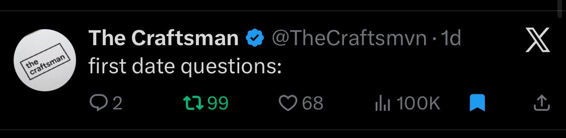 TheCraftsmvn's tweet photo. first 100k post https://t.co/e4TCPTcRBd