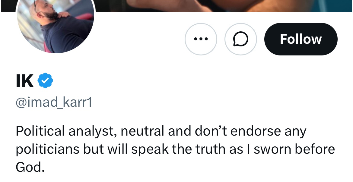 Nonphenomenally's tweet photo. @imad_karr1 @JaantonyEisen @piersmorgan #politicalanalyst #speaksthetruth

Just don’t ask him about women cocks because he doesn’t know. https://t.co/70CF3FV8lt