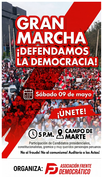 HOY GRAN MARCHA, DEFENDAMOS LA DEMOCRACIA Y LA LIBERTAD!!! #EleccionesPerú2026 #Perú
