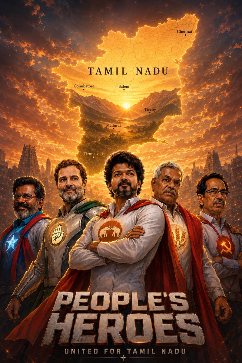 erb_dinesh's tweet photo. 🌅 “மலைகள் நடுவில் உதிக்கும் சூரியன் போல…
மக்கள் நம்பிக்கையிலிருந்து புதிய தமிழ்நாடு உதிக்குது!” 🔥

ஒற்றுமையா சேர்ந்தா தான் மாற்றம் வரும் 💪
TVK ❤️💛❤️
INC ✋
CPI 🌾
CPM 🔨
VCK 💙

எல்லாரும் சேர்ந்து மக்கள் குரலுக்காக! 🗳️

முதல்வர் தளபதி விஜய்க்கு வாழ்த்துகள் 🎉
தமிழ்நாடு முழுக்க ஒரே சத்தம்…
🔴🟡🔴 “விசில் போடு… மாற்றம் ஓடு!” 🥳

#TVK #ThalapathyVijay #CMVijay #INC #CPI #CPM #VCK #WhistlePodu #தமிழ்நாடு #மக்கள்ஆட்சி #தமிழக_வெற்றி_கழகம்