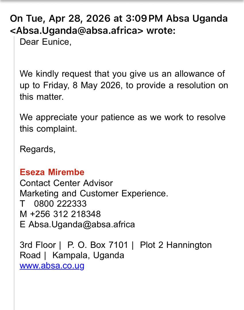 <a href="/Absa/">Absa Group</a> <a href="/AbsaUganda/">Absa Bank Uganda</a> How can client’s money mysteriously disappear from their account for 3 months unexplained? 

Don’t you have ways of authenticating payments requests? Aren’t you merely shielding internal fraud while depriving owners of their money?