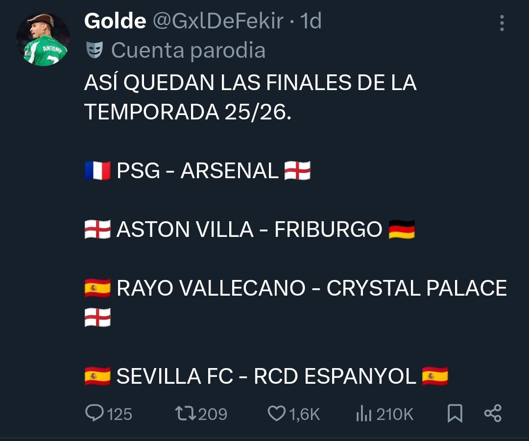 pero qué vas a hablar tu si de cada 15 tweets 12 son sobre el Sevilla. No te da vergüenza?