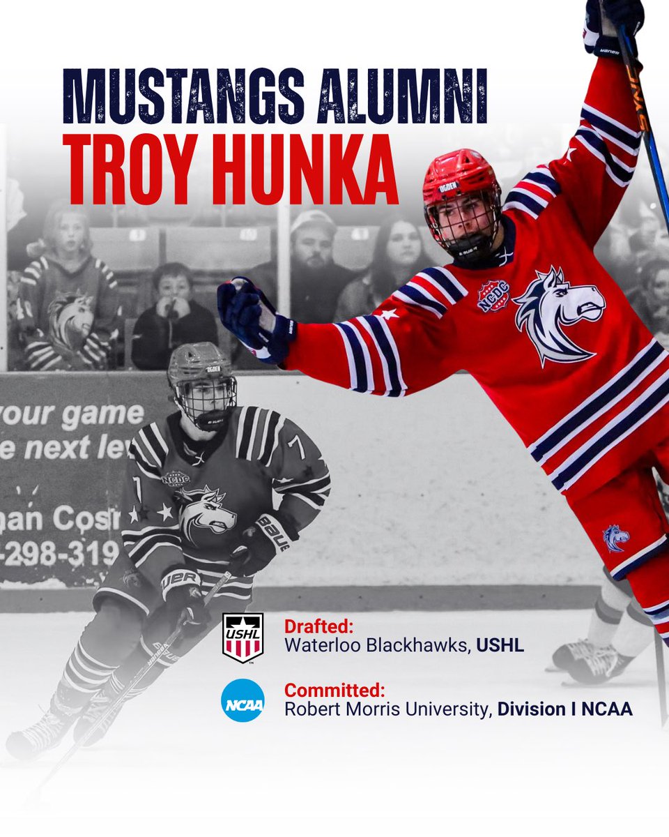 OgdenMustangs's tweet photo. Ogden would like to congratulate Mustangs alumni Troy Hunka on his recent advancements:

Troy was selected in the USHL Phase II draft by the Waterloo Black Hawks and has recently committed to Robert Morris University NCAA D1! https://t.co/x5lhLOCEid