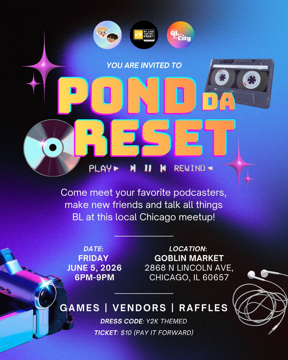 rycantopmyknee's tweet photo. Are you heading to Chicago for Across the Pond and want to meet other BL fans?
Come meet your favorite podcasters, make new friends and talk all things BL at this local Chicago meetup! ❤️ #thaibl #pondponlawit https://t.co/iL34t1xp9z