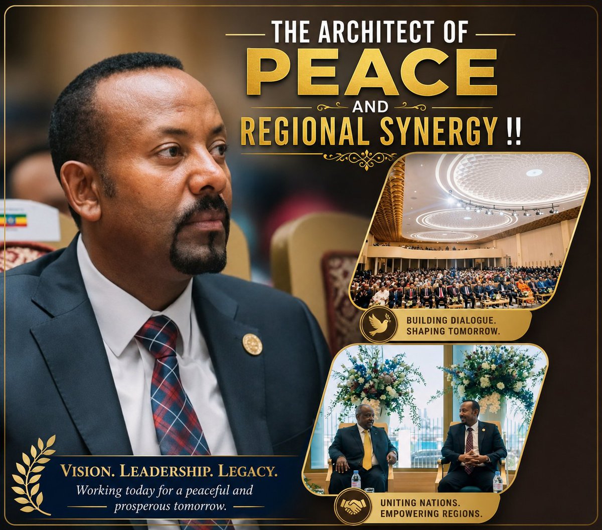 SimboUlfina's tweet photo. The Architect of Peace and Regional Synergy  !!

Prime Minister Abiy Ahmed continues to demonstrate visionary leadership by prioritizing dialogue over discord. This tripartite engagement with Djibouti and Sudan signals a bold move toward a unified Horn. https://t.co/YLikod8Pol