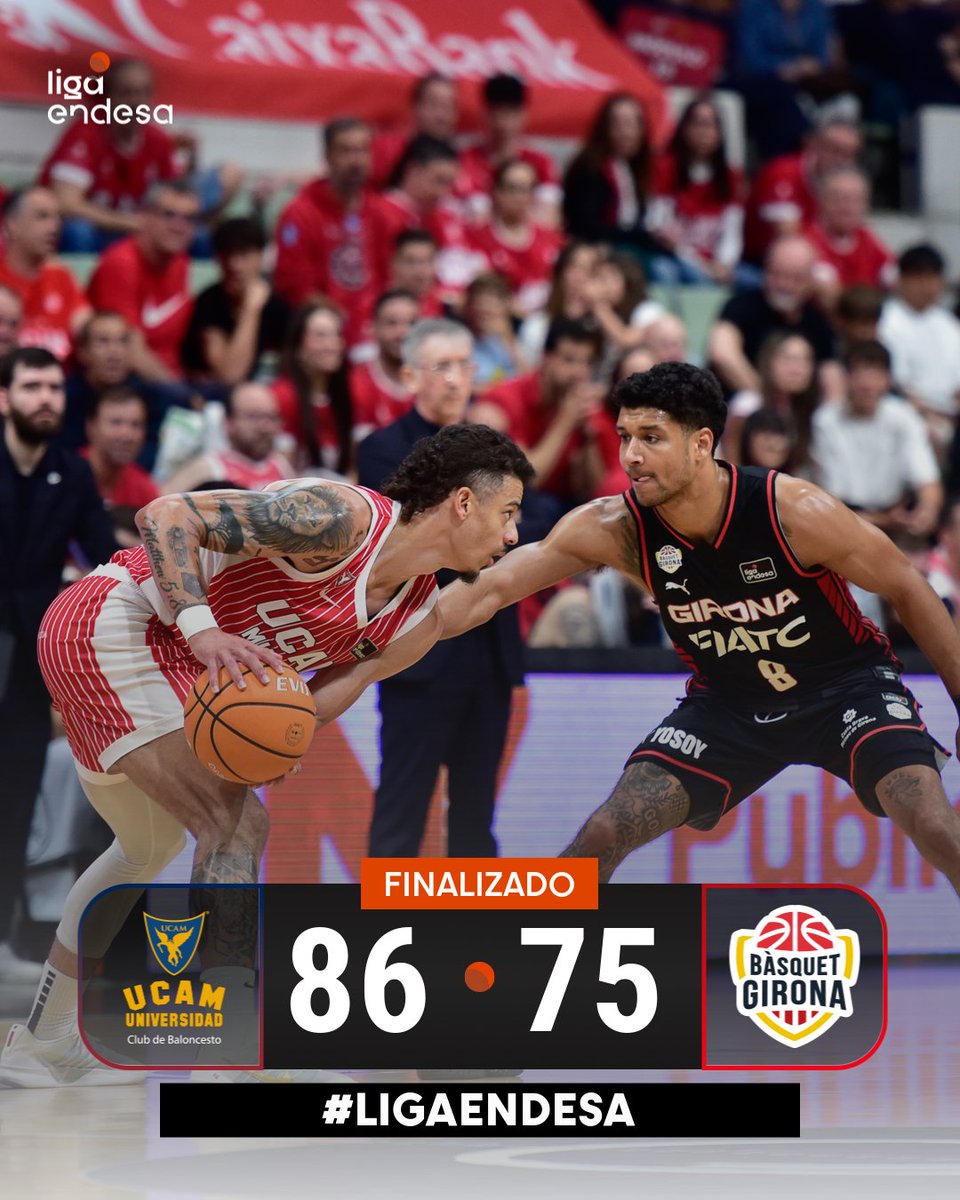 ACBCOM's tweet photo. UCAM Murcia bate su récord de triunfos en una temporada tras imponerse en casa ante Bàsquet Girona.

8⃣6⃣ @UCAMMurcia 
7⃣5⃣ @BasquetGirona 

#LigaEndesa https://t.co/jceHQOmpoZ