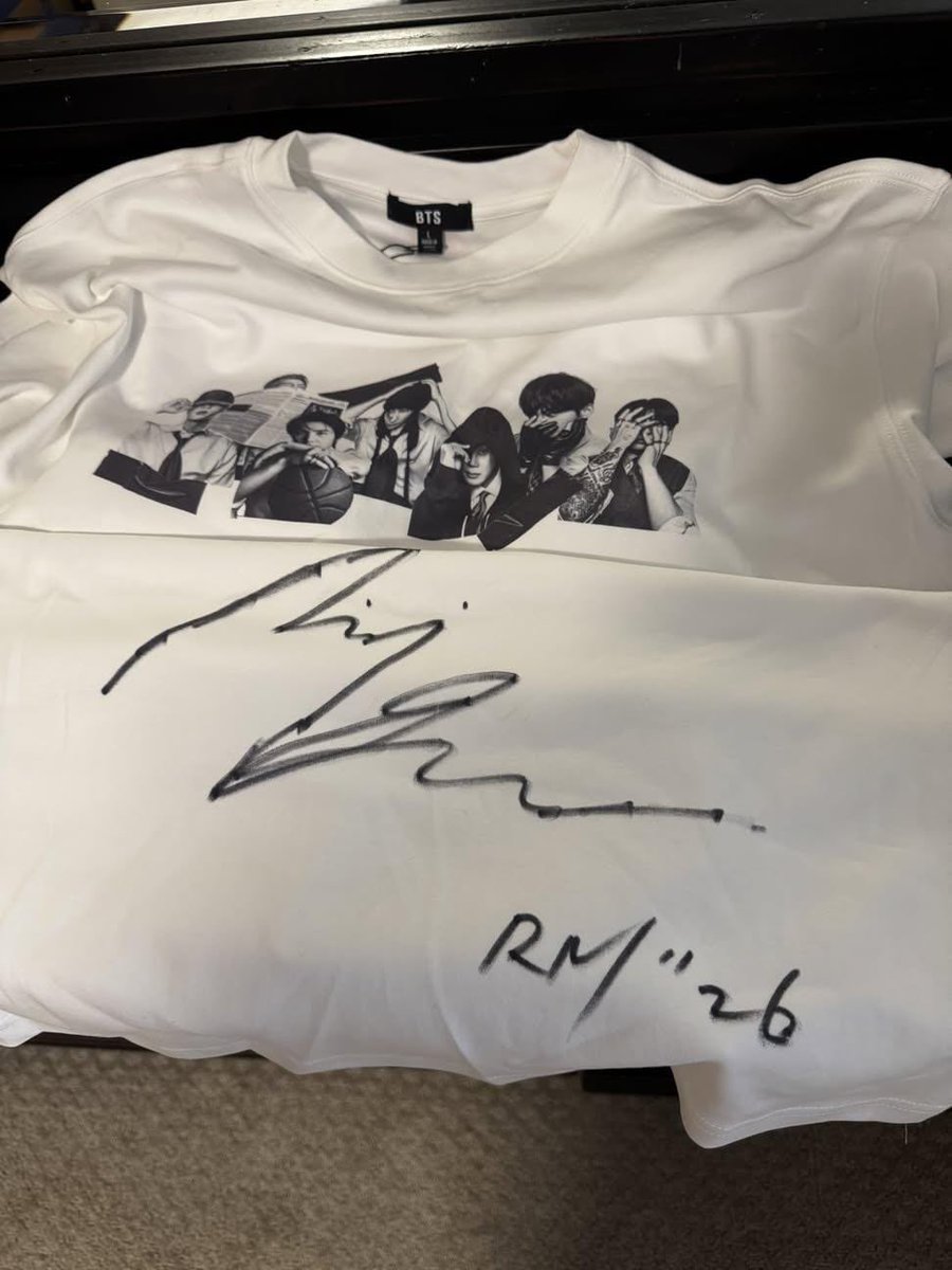 “Not long ago, when I went to Korea for a trip, a friend personally received and gifted me a T-shirt with #RM’s autograph from BTS... I’m going to put it in a frame and hang it on the wall of my son’s room. (My son is a BTS fan.)” 

— via Threads.