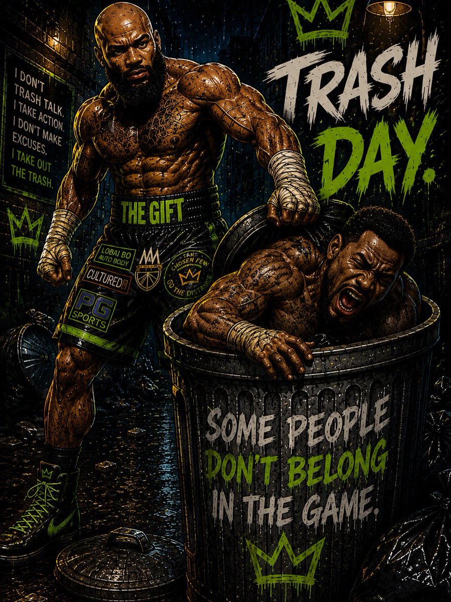 Thegift_7's tweet photo. New year.
New character.
The Trashman has arrived. ♻️🗑️
June 6 — The Palace Theater.
#Trashman
#GoTheDistance
#Boxing
#FightNight
#TheGift https://t.co/kciEsjXGOv