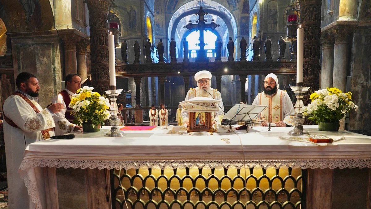 BishopAngaelos's tweet photo. A very special morning, celebrating Divine Liturgy at Sant Mark Basilica in Venice, where the relics of our great saint and father are kept and honoured. 

This was followed by a warm, fraternal meeting between His Holiness Pope Tawadros II, and our delegation, and His Eminence Archbishop Francesco Moraglia, Catholic Patriarch of Venice.