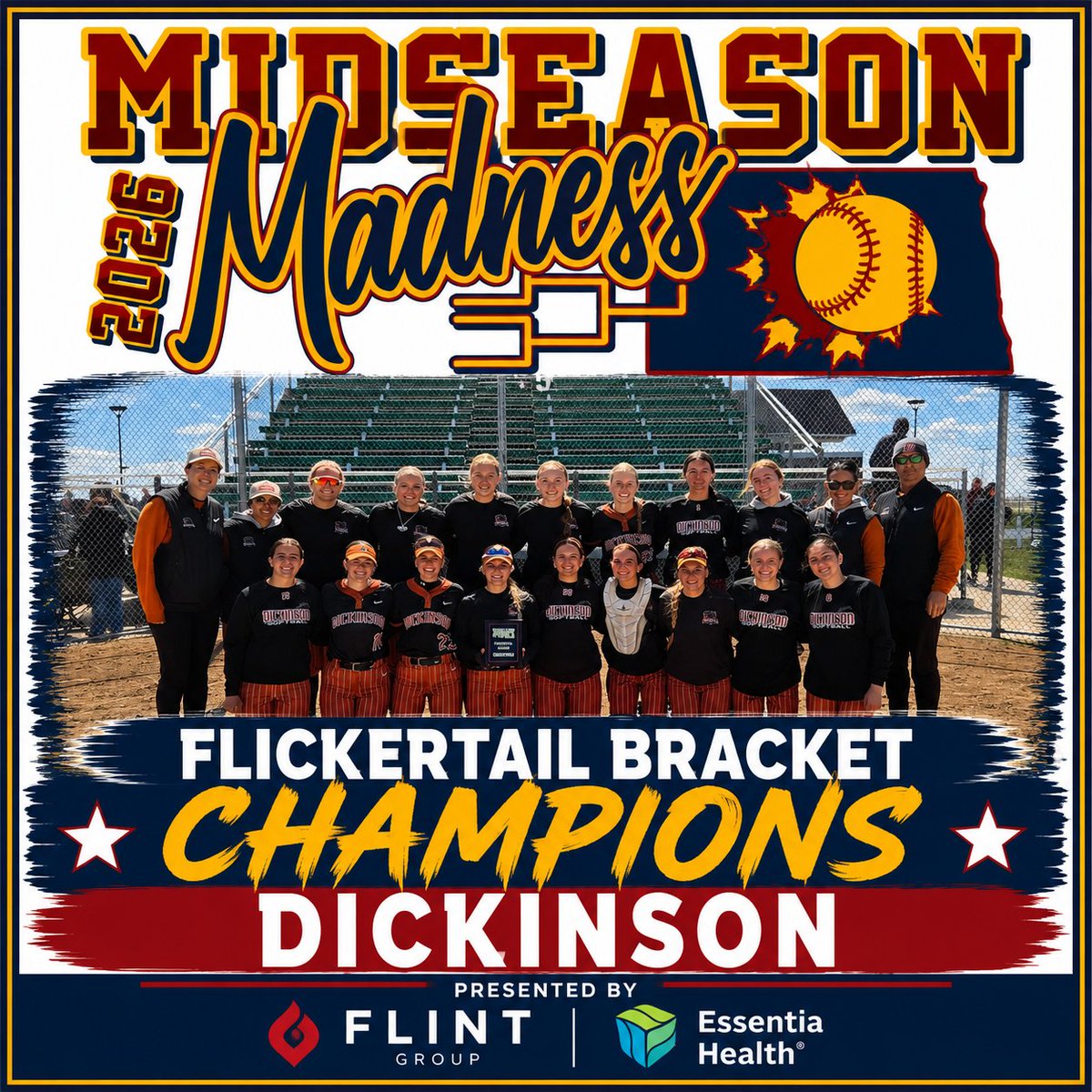 ndsballstars's tweet photo. Dickinson comes to Fargo and wins the Flickertail Bracket at Midseason Madness VI presented by @FlintGroup and @EssentiaHealth. https://t.co/zw38xN6fgT
