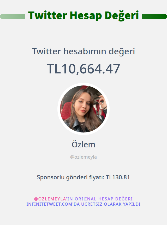 Twitter değerim: TL10,664.47

➡️ infinitetweet.me/account-worth?…