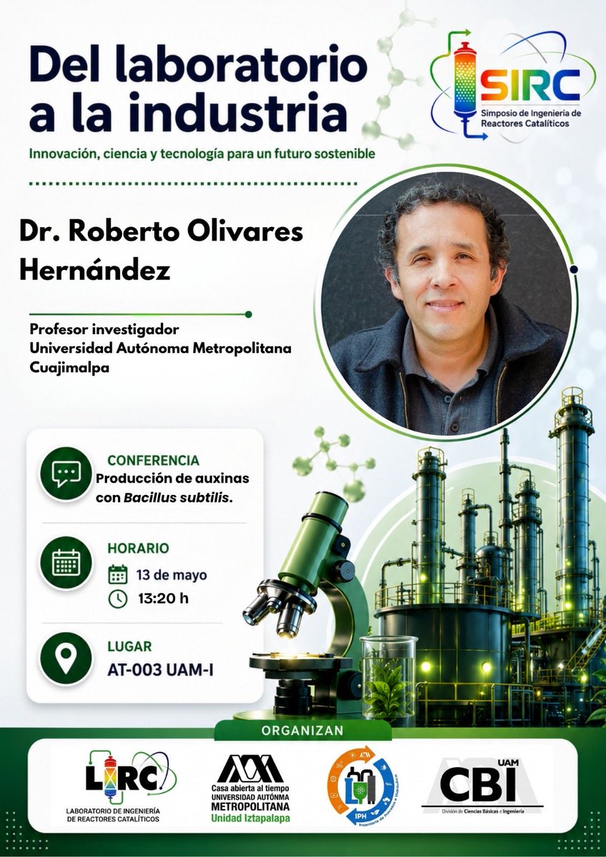 lirc_uam's tweet photo. Reactores Catalíticos y Procesos Biológicos, donde conocerás avances, experiencias y perspectivas sobre el desarrollo de procesos sostenibles. 
📍Lugar:Unidad Iztapalapa
📌Edificio: AT-003
📅Fecha: Miércoles 13 de mayo de 2026
⏰Hora: 10:00 am #reactores #lab #quimica https://t.co/agsGBUL2C8
