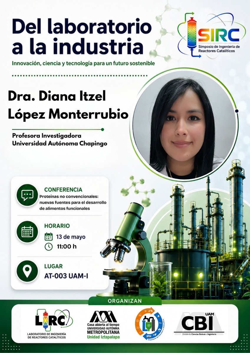 lirc_uam's tweet photo. Reactores Catalíticos y Procesos Biológicos, donde conocerás avances, experiencias y perspectivas sobre el desarrollo de procesos sostenibles. 
📍Lugar:Unidad Iztapalapa
📌Edificio: AT-003
📅Fecha: Miércoles 13 de mayo de 2026
⏰Hora: 10:00 am #reactores #lab #quimica https://t.co/agsGBUL2C8