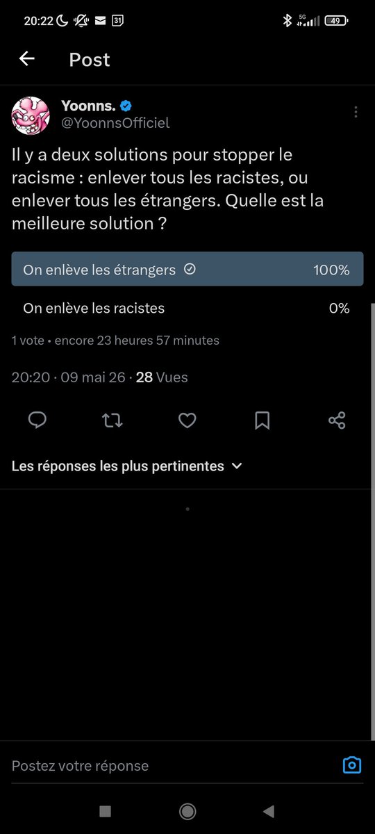 Faramonddd's tweet photo. @YoonnsOfficiel Les gens devraient avoir honte de se proclamer fièrement raciste, ça me dégoûte https://t.co/pVe4bSN0kQ