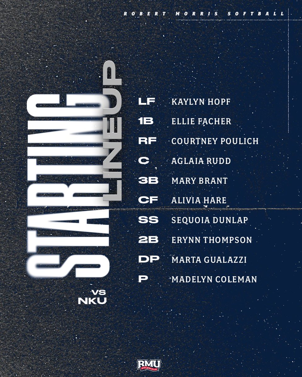 RMUSoftball's tweet photo. Today’s lineup vs. NKU‼️

First pitch set for 2:30 PM! Catch the action on ESPN+! 

#BobbyMo #HLSB https://t.co/XbJneerIT7