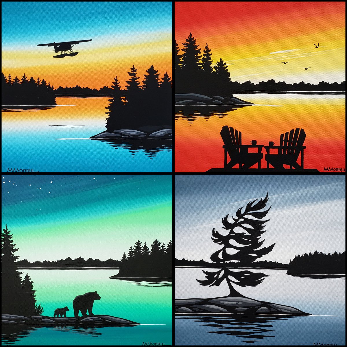 A few of the colourful paintings currently available in my etsy store