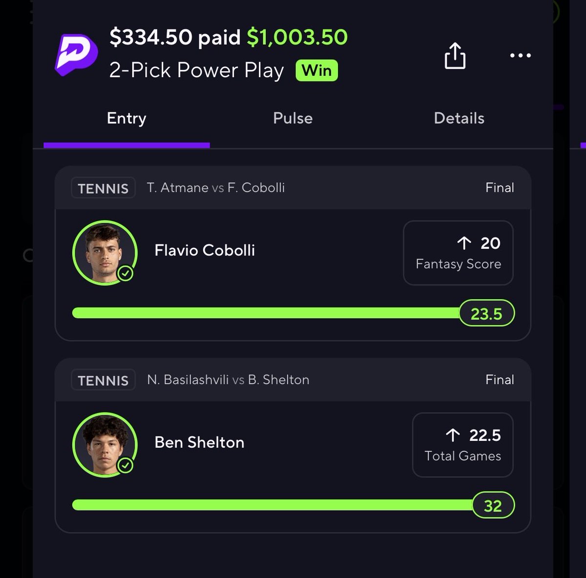 Timc997's tweet photo. Another great win today 🤑💰💵 Rome has been very profitable so far. Let’s try to keep this going. If your looking for tennis plays just hit my dm #PrizePicks #Gambling𝕏 #GamblingTwiiter #tennisfi https://t.co/0XVj4FUFL0