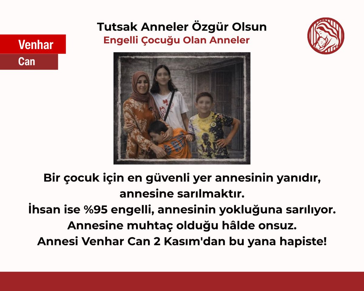Hayalkar66's tweet photo. Küçük çocukların annesiz, annelerin evlatsız bırakılmadığı bir düzen istiyoruz.
Hasta ve engelli çocuğu olan tutsak anneler için acil çözüm ve özgürlük çağrısı yapıyoruz.
AnnelerGününde AnnelerHapiste
#AnnelerGünü https://t.co/Ion2QZ7pAl
