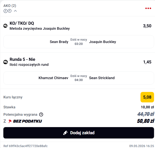 flickkpl's tweet photo. My na grupce graliśmy nokaut Buckleya po kursie 3,50 aktualnie jest po 2.45 i cały czas spada

Poniżej tego kursu bym już nie grał, więc radzę sie pospieszyc

#ufc #ufc328 #chimaev #strickland https://t.co/URmHAYjlmK