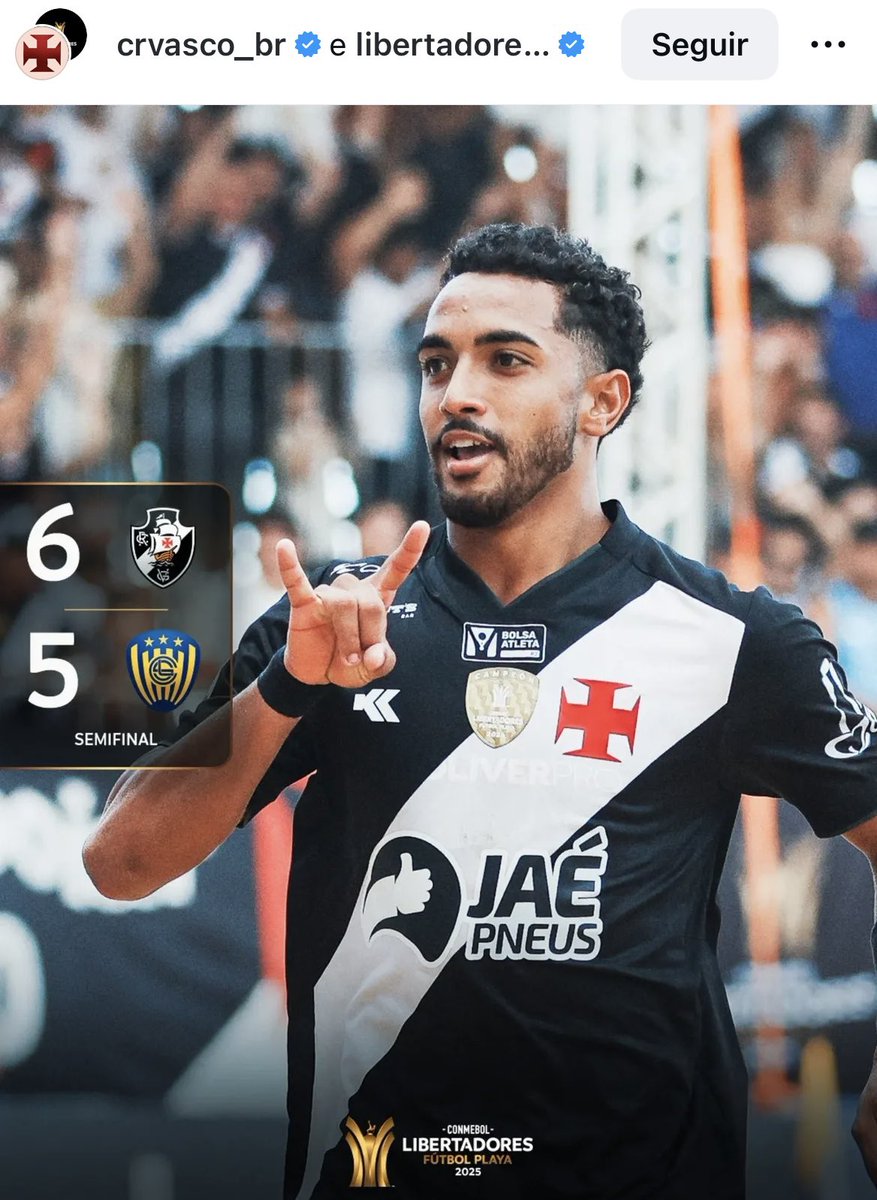 💢| O VASCO ESTÁ, MAIS UMA VEZ, NA FINAL DA COPA LIBERTADORES DE FUTEBOL DE AREIA 

Rumo a mais uma! 🏆