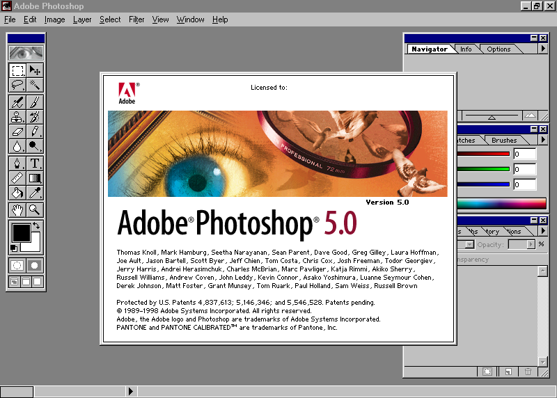 WebDesignMuseum's tweet photo. In May 1998, Adobe released Adobe Photoshop 5.0 bitmap graphics editor. Windows and Macintosh versions were launched simultaneously.  

Photoshop 5.0 included new features such as magnetic lasso and pen, freeform pen, color management, and more. https://t.co/Joui4dM26B