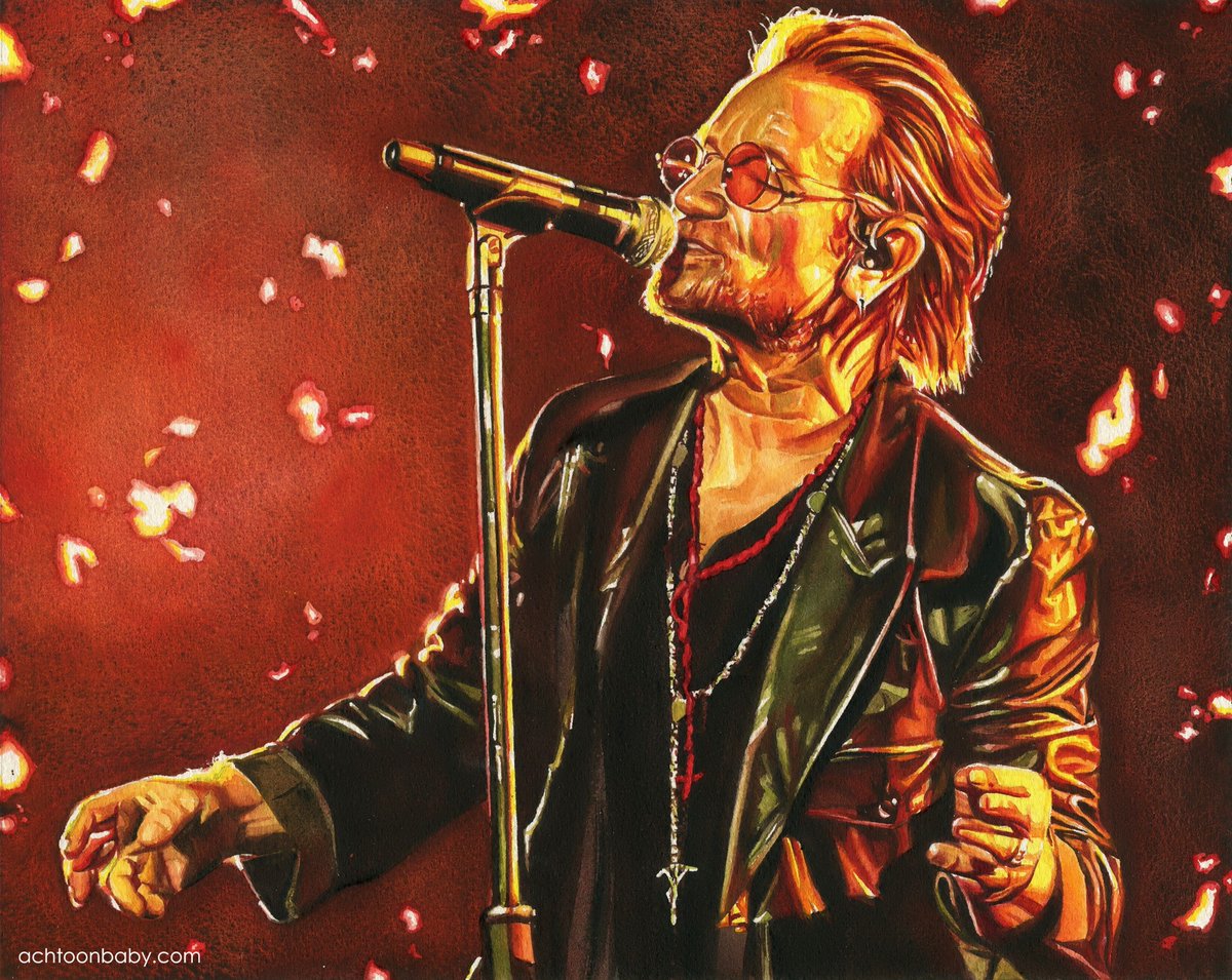 achtoonbaby's tweet photo. Happy birthday to Bono! PJ recruited Nick Cave, Elvis Costello, and *The* David when writing her poem "I Would Follow." 

https://t.co/hZukGpkUmW

Reference photo for Kelly's painting by the great Noel Clarke.
#bono #u2 #watercolor #bono66 #poetry @PJDeU2 https://t.co/JGAu6lmYwl