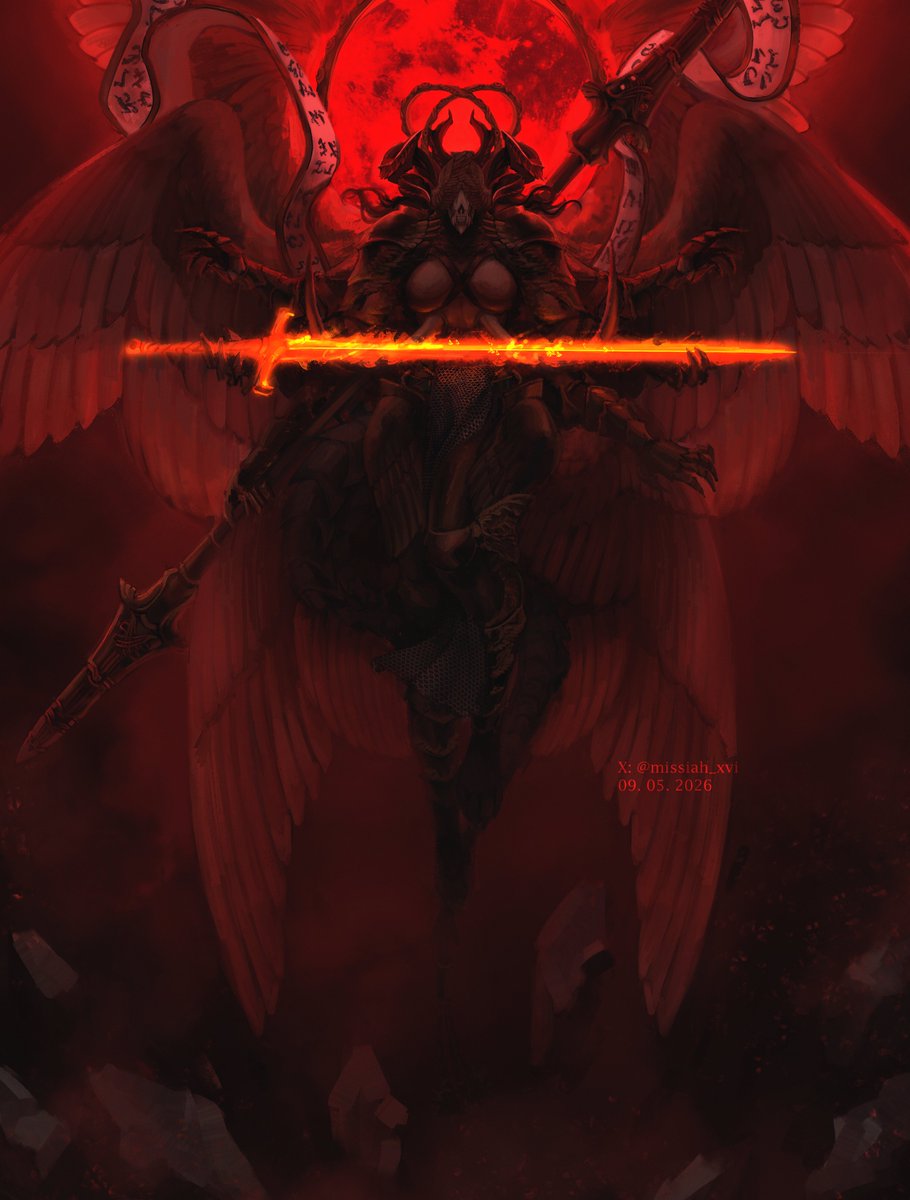 TPAofficial_'s tweet photo. "From Her throne on high, the Demiurge decrees judgment with a gaze that burns like the sun. Behold, the angels descend with swords of fire, their claws stained red with the blood of the innocent. The cries of humanity rise like smoke, but the heavens remain silent, unmoved by our lamentations. We are not merely forsaken; we are cast out, judged, and found wanting before the eyes of a God who no longer sees or hears, for Her wrath is a river that drowns all hope."