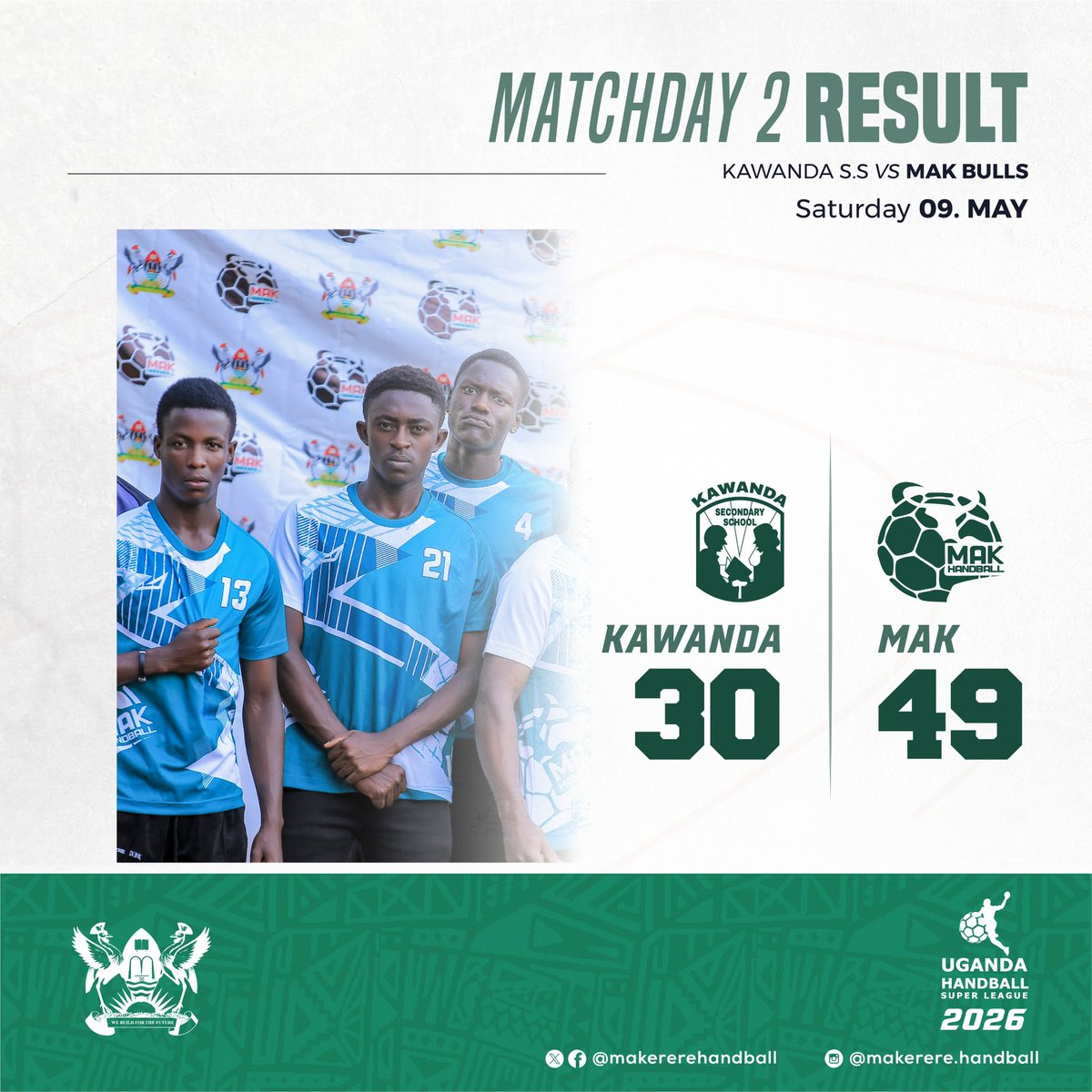 makererehandbal's tweet photo. Congratulations 🎊 our #makbulls , it was a very good show 🫰🫰🫰 @MakerereSports  @Uhandball  @NBSportUg https://t.co/xyE6WHhOOU
