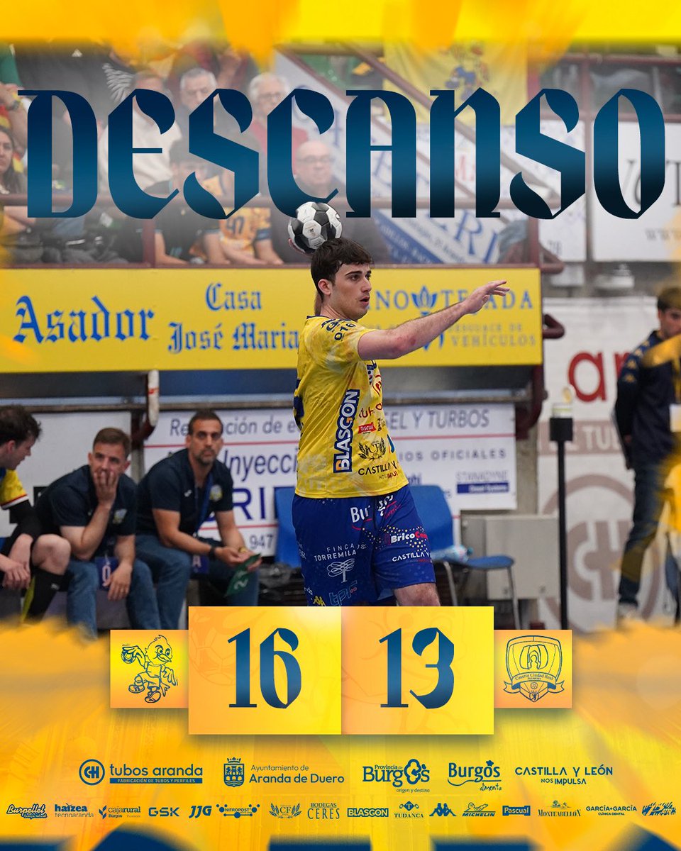 bmvillaaranda's tweet photo. ⌛️𝗗𝗘𝗦𝗖𝗔𝗡𝗦𝗢 | 16-13 | Final de la primera mitad en Aranda de Duero. 

¡𝙃𝙖𝙨𝙩𝙖 𝙚𝙡 𝙛𝙞𝙣𝙖𝙡, 𝙑𝙞𝙡𝙡𝙖 𝙙𝙚 𝘼𝙧𝙖𝙣𝙙𝙖 💛⚔️!

#VDACAS
#SomosASOBAL
#AVivirMilAñosSinConocerte https://t.co/YuiMfs3Fzx