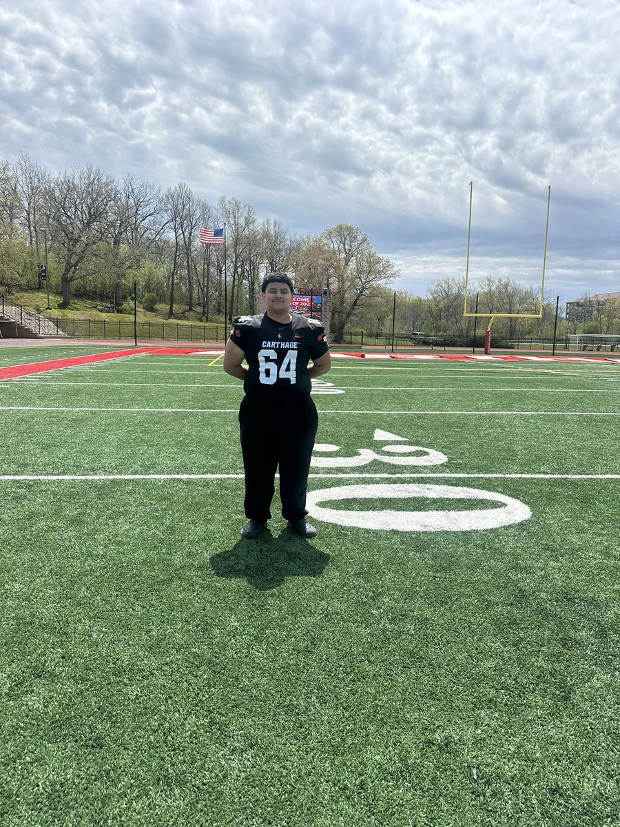 815_Angel's tweet photo. Amazing time and amazing place at @Carthage_FB, loved how the show out “F.I.R.E” and play with heart in practice. Thank you @Coach_Kus for inviting me, and thank you @CoachPopino @CoachKruse62 for taking time and talking to me and my family!

@PrepRedzoneIL @CCIW_Athletics @GVikeAthletics