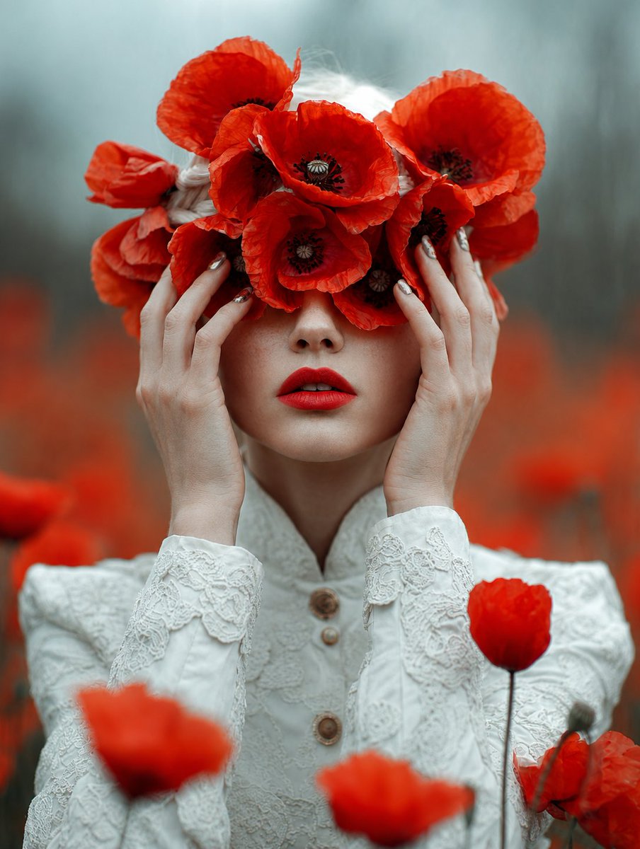 Lady of Red Poppies Portrait