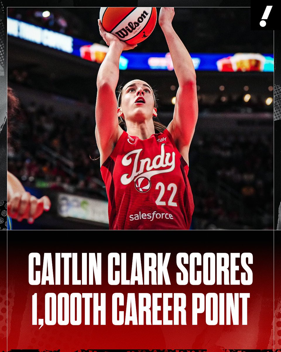 YahooSports's tweet photo. Caitlin Clark becomes the 8th player in WNBA history to reach 1,000 points within 54 career games 🔥 https://t.co/Gt5fY7IwAV