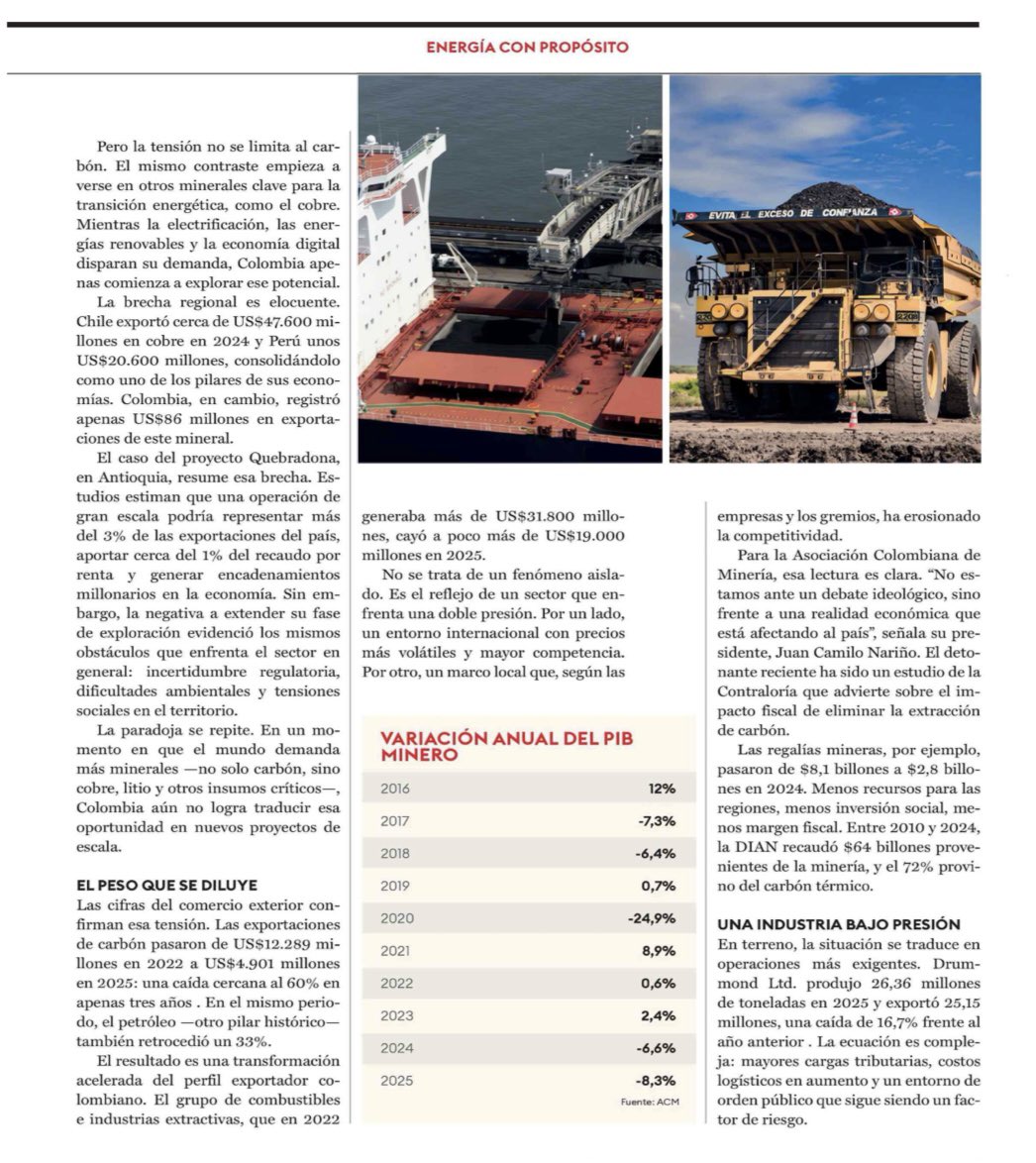 purrutia21's tweet photo. El carbón es un recurso que se sigue consumiendo en el mundo, y en cifras récord en los últimos años, mientras que en Colombia enfrenta presiones fiscales y un entorno regulatorio que afecta su competitividad. https://t.co/wREHASZO4u