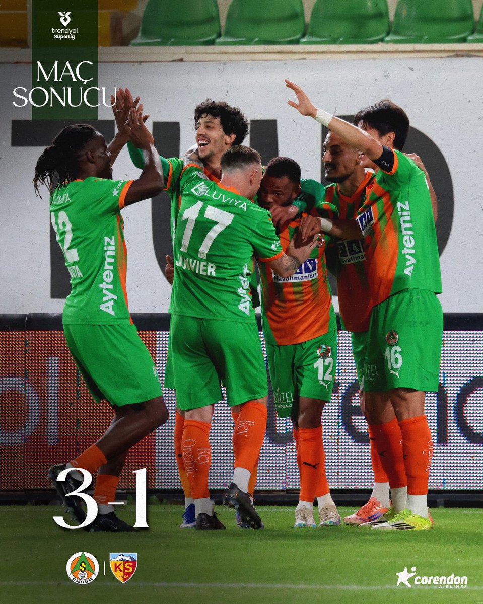 Alanyaspor's tweet photo. Corendon Alanyaspor’umuz – Z. Kayserispor: 3-1 (Maç sonucu)

#ALYvKYS https://t.co/L6RIx6antn