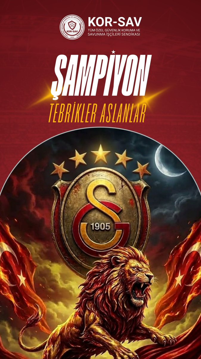 korsav628's tweet photo. Galatasaray’ın şampiyonluğunu tebrik ediyor, camiasına ve taraftarlarına başarılarının devamını diliyoruz. https://t.co/7iRl7zoGPv
