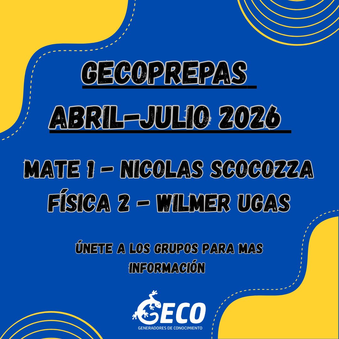 GECOUSB's tweet photo. ¡Gecopana! 🦎
Este trimestre retomamos las gecoprepas de Mate 1 y Fisica 2.🤓 
Para mayor información escríbenos al DM y te compartiremos los enlaces de los grupos.
¡Entérate de esta y de todas nuestras actividades a través de nuestro Instagram! 📲https://t.co/AIpXqdItHJ https://t.co/QyLHwXTgs0
