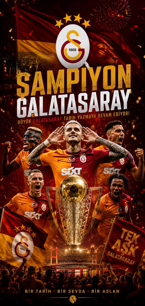 Mhsnkrmzgl's tweet photo. Tarih yine sarı kırmızı yazıldı. Kutlu olsun Galatasaray. Bu büyük başarıda emeği geçen futbolcuları, teknik ekibi, yönetimi ve Galatasaray taraftarını yürekten kutluyorum. 🏆 https://t.co/8gjsd4ixus
