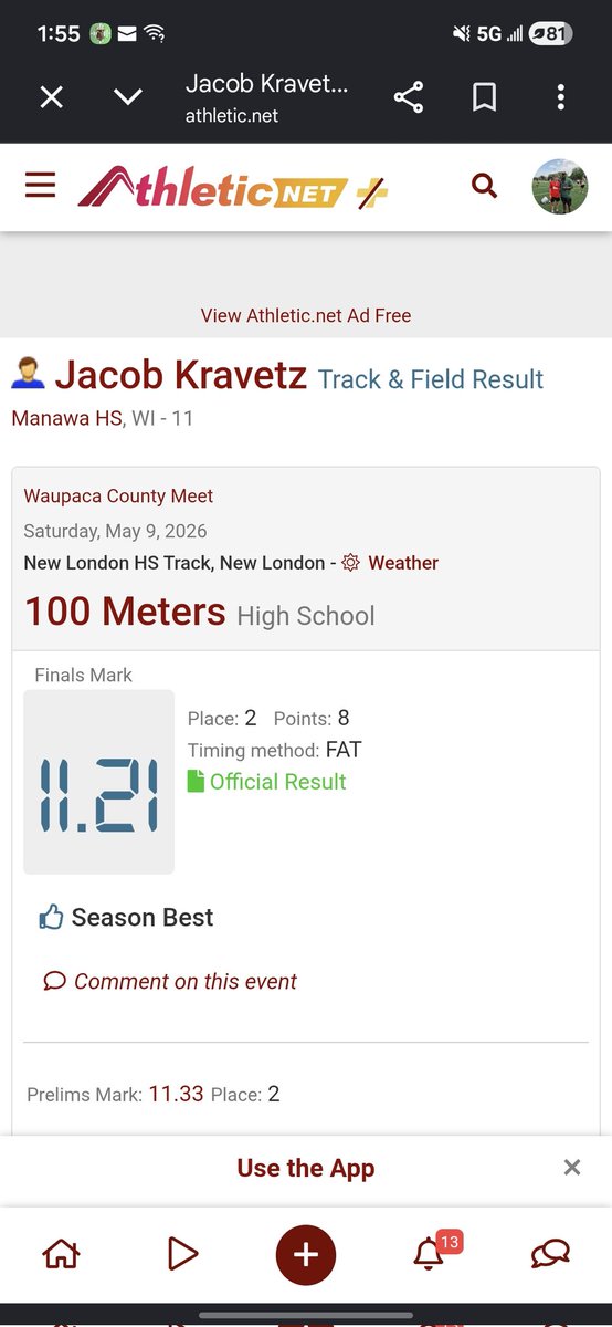 kravetz_jacob's tweet photo. Great day at the annual Waupaca County track meet! Some impressive PR's today!!!
52.5 》51.65 🔥🔥
22.84》22.66 🔥 with a head wind on the curve
11.21 is a new season best 🔥 https://t.co/AvTeRPSQv5