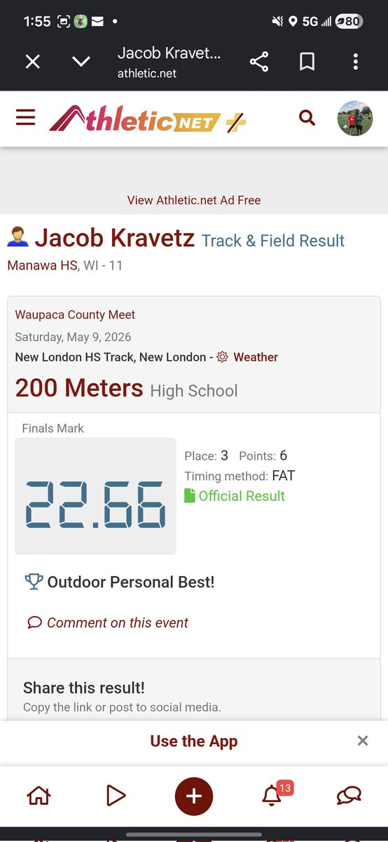 kravetz_jacob's tweet photo. Great day at the annual Waupaca County track meet! Some impressive PR's today!!!
52.5 》51.65 🔥🔥
22.84》22.66 🔥 with a head wind on the curve
11.21 is a new season best 🔥 https://t.co/AvTeRPSQv5