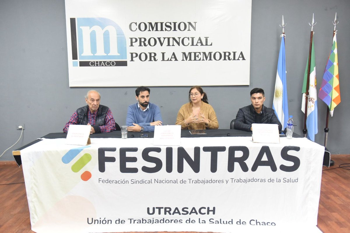 fesintras's tweet photo. 📣 Hoy en Resistencia presentamos a #UTRASACH, la Unión de Trabajadores de la Salud del #Chaco.

Una nueva organización sindical para defender la #SaludPública y a quienes la sostienen todos los días.

Para enfrentar el ajuste, vamos por más unidad y lucha 💪🏻🏥

#FESINTRAS https://t.co/7f5xRRh1YB