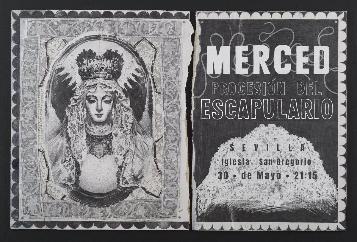 mercedarios_sev's tweet photo. CARTEL PROCESIÓN DEL ESCAPULARIO.
Iván Suazo 2026.

Grafito, spray, rotuladores, acrílico y técnica digital sobre papel y madera.
50x70 cm.

Info. aquí https://t.co/8KERwdAkbY https://t.co/tWDWuY9zCs