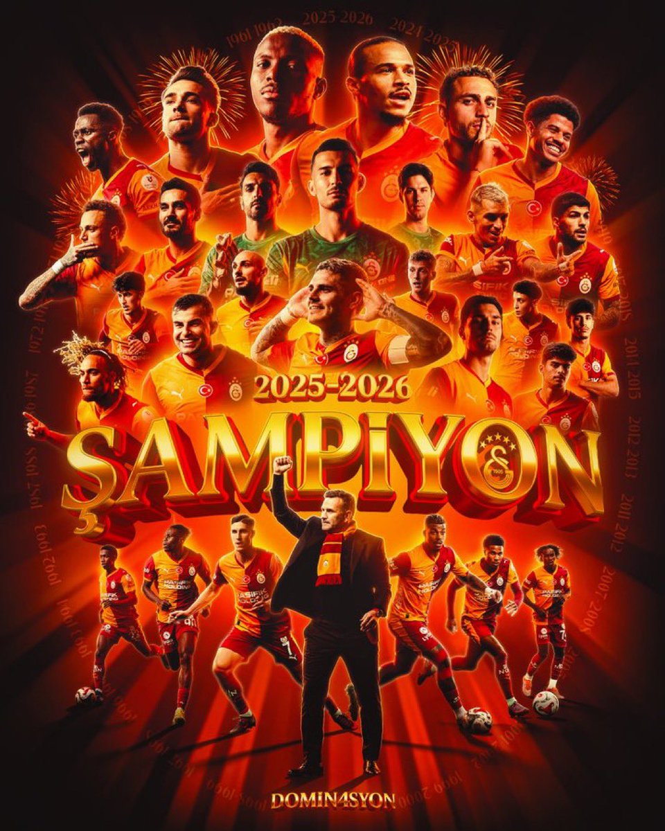 AliYerlikaya's tweet photo. Trendyol Süper Lig 2025-2026 sezonunu şampiyon olarak tamamlayan Galatasaray Spor Kulübü’nü; yöneticilerini, teknik heyetini, futbolcularını ve sarı kırmızılı camiayı gönülden tebrik ediyorum. 

Şampiyonlar Ligi’nde @GalatasaraySK’ya başarılar diliyorum. 🇹🇷⚽️🏆 https://t.co/QKVIeoS72M